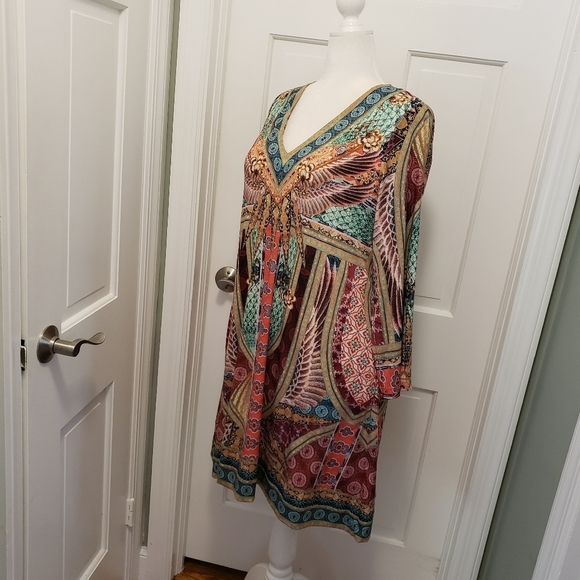 Hale Bob Boho Print Knit Aline Dress Size Large, Colorful - Picture 4 of 8